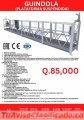 GUINDOLA  (PLATAFORMA SUSPENDIDA) -PESO DE ELEVACION MAXIMO 630 KG